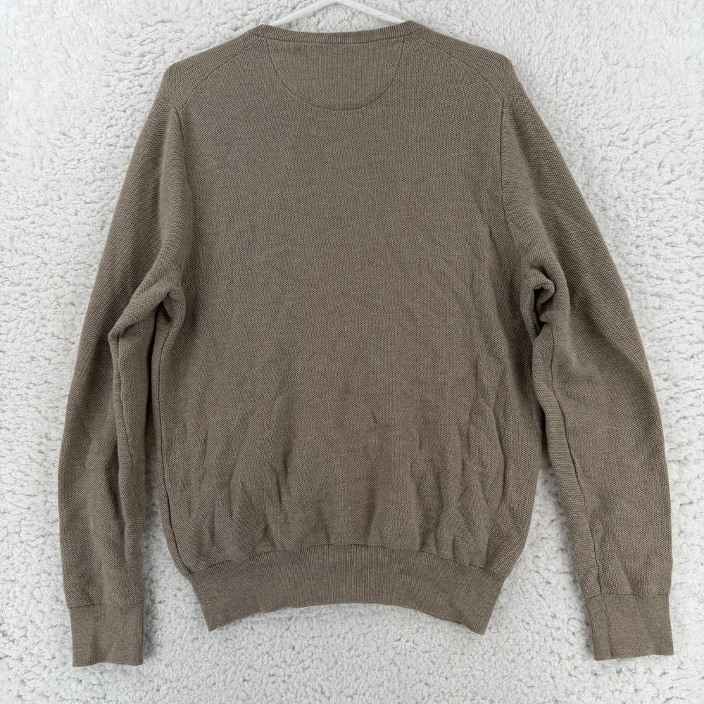 Polo Ralph Lauren Sweater Mens Large‎ Beige Cotton Crewneck Knit Pullover Logo